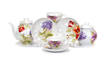 Чайный сервиз Белый лебедь Альпийские цветы