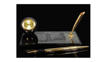 Письменный набор из обсидиана Рубль