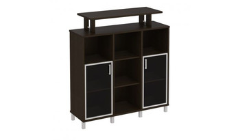 В 801-524 Стеллаж средний с надстройкой и стеклянными дверками