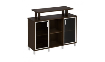 В 801-512 Стеллаж низкий с надстройкой и стеклянными дверками