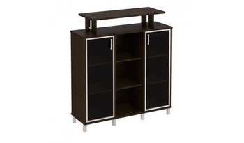 В 801-522 Стеллаж средний с надстройкой и стеклянными дверками