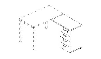 А4 9224 Тумба приставная 4-х ящичная с замком