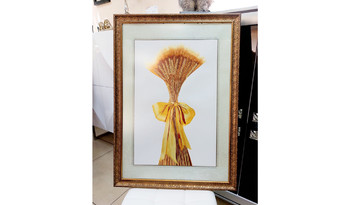 Декоративное настенное панно с багетом №106 "Свадебный букет"