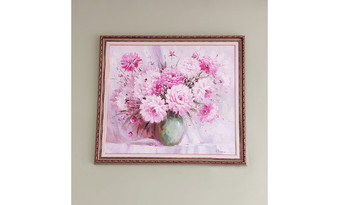 Картина маслом Пионы в зеленой вазе