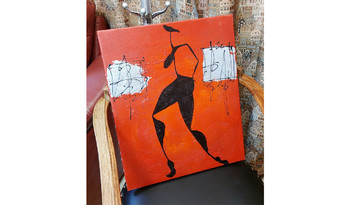 Картина маслом в багете Девушка на красном