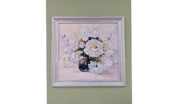 Картина маслом Цветы Пионы белые